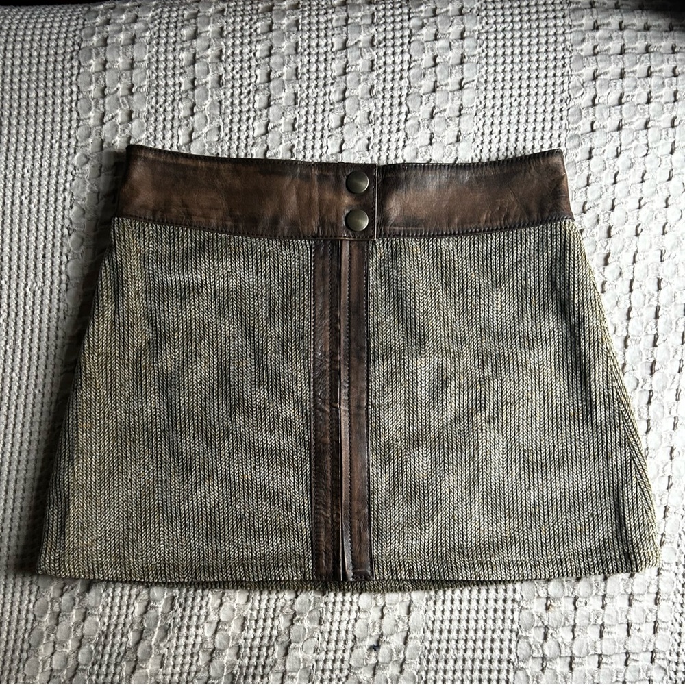 Chic Courduroy and Leather Mini Skirt